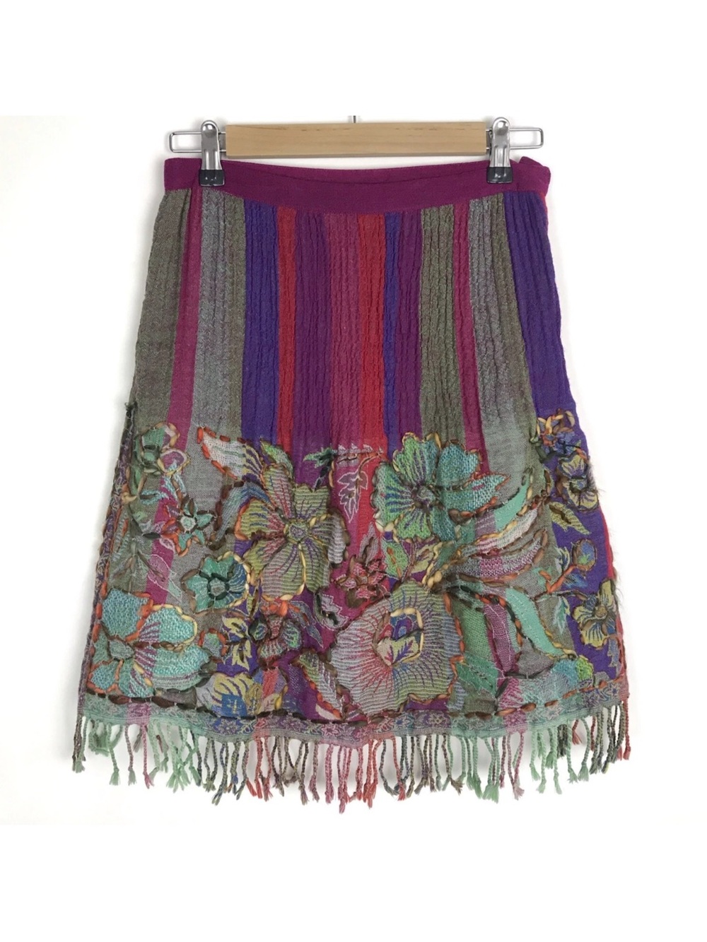 Roja Multicolor Floral Fringe Skirt
